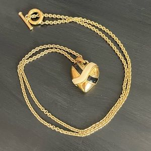 Givenchy Vintage Runway 36” Heavy Long Enamel Heart Necklace 1970/80s